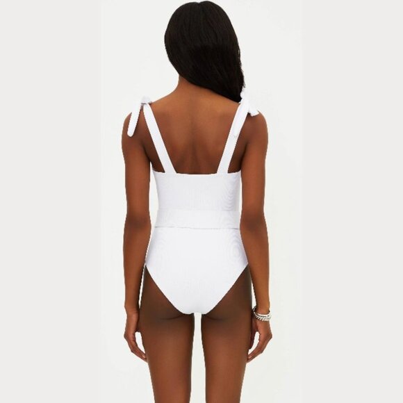 Beach Riot Sydney Ribbed One Piece White with Belt SZ M - NWT - Picture 2 of 9